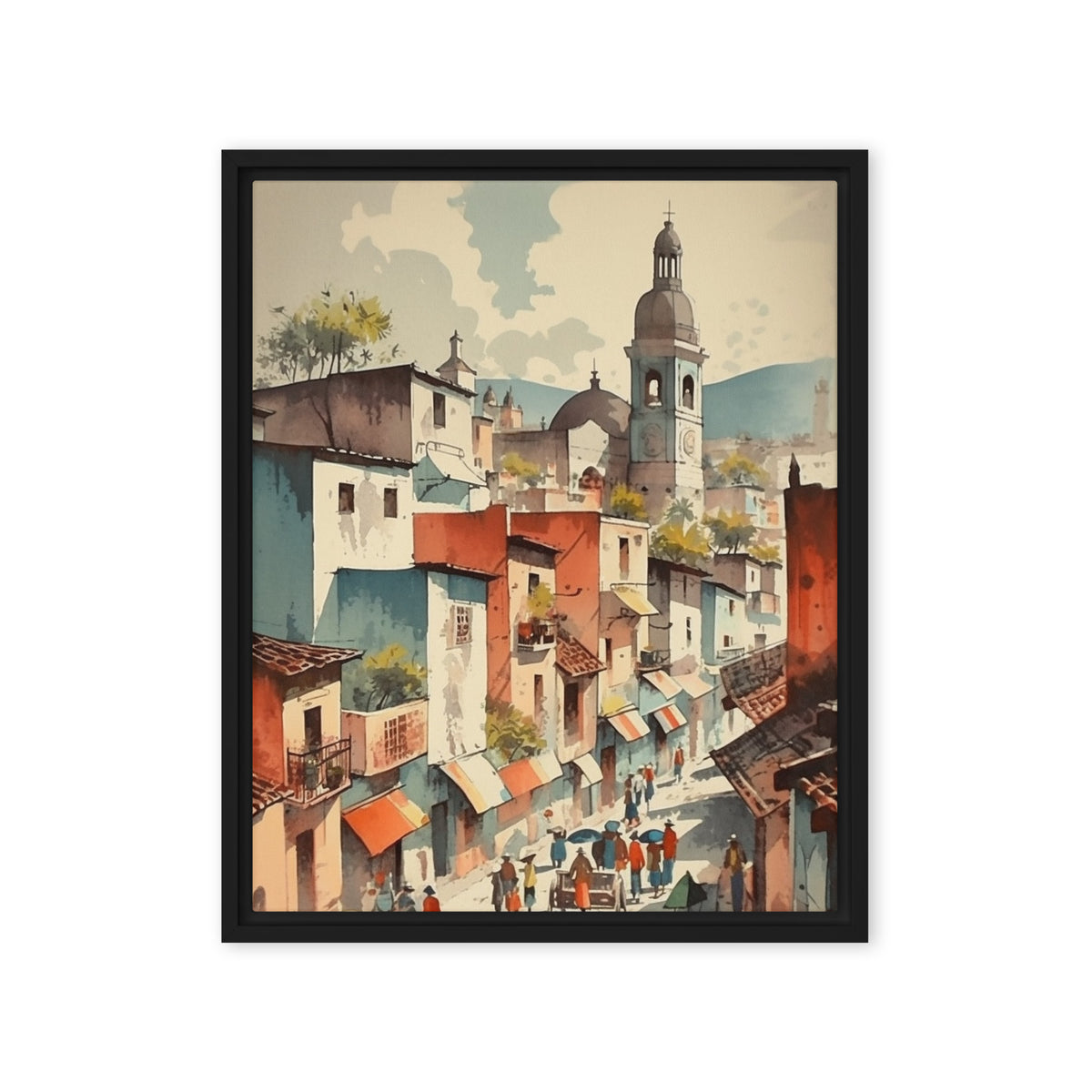Mexican town Framed canvas
